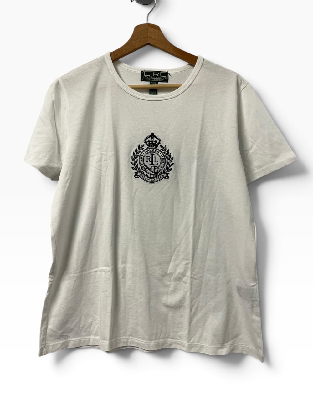 Lauren Ralph Lauren Crest T Shirt Women’s XL White Cotton Preppy Logo Tee
